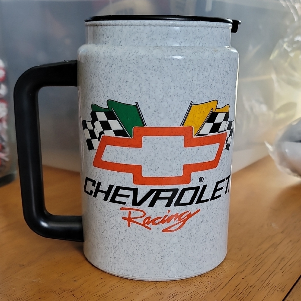 Gray and Black Racing Mug with Bold Graphics